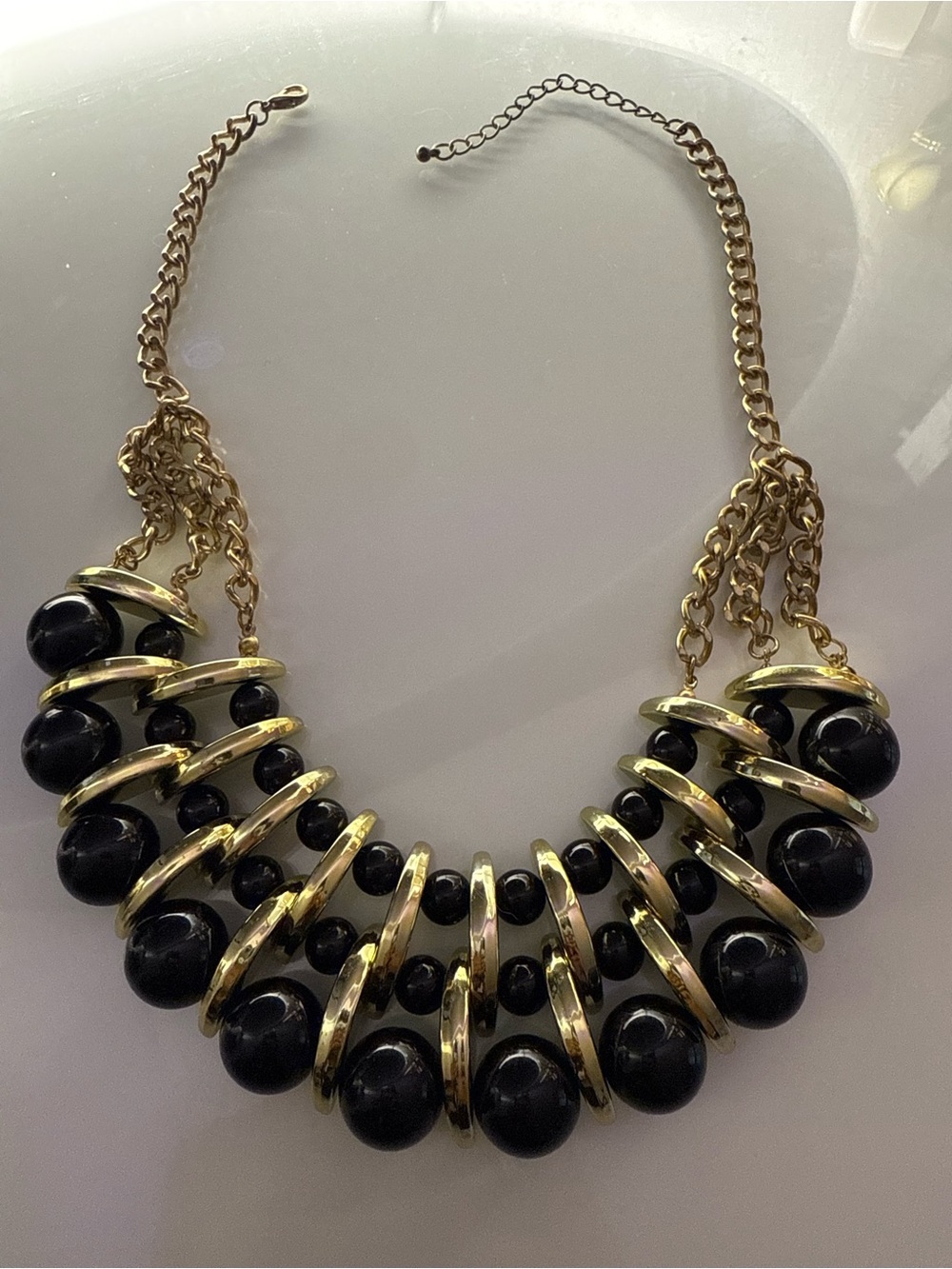 Gold and Black Statement Necklace - Women Jewelry